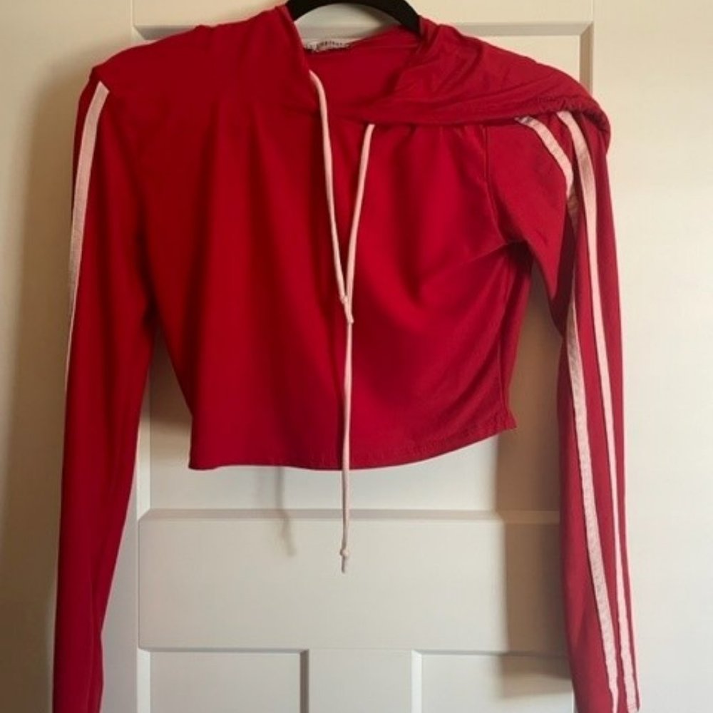 FASHION NOVA Cropped Striped Hoodie